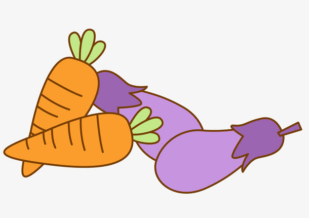 卡通胡萝卜和茄子