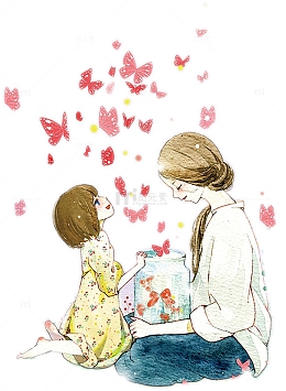 母亲节给妈妈的爱水彩插画