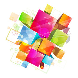 彩色渐变发光炫彩立体背景矢量素