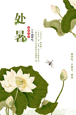 荷韵处暑二十四节气艺术海报设计