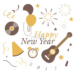 2017新年复古元素矢量素材