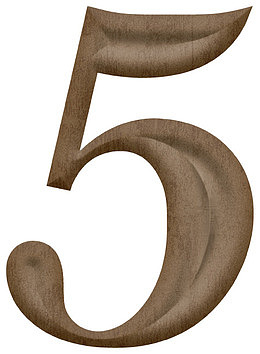 木质雕刻衬线体数字5