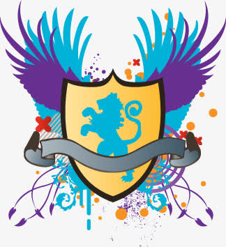 矢量图带翅膀的盾牌