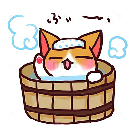 小猫泡日本温泉图片素材