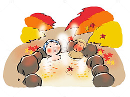 冬天泡日本温泉图片素材