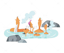 日本温泉卡通图片素材