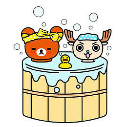 小动物泡日本温泉图片素材