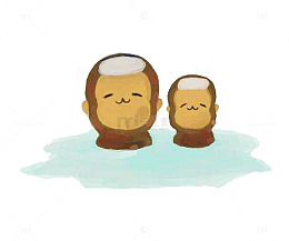 小猴子泡日本温泉图片素材