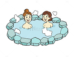 两女孩泡日本温泉图片素材