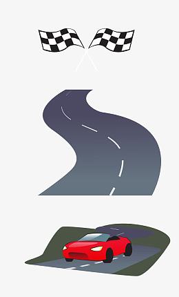 矢量卡通图案赛车道