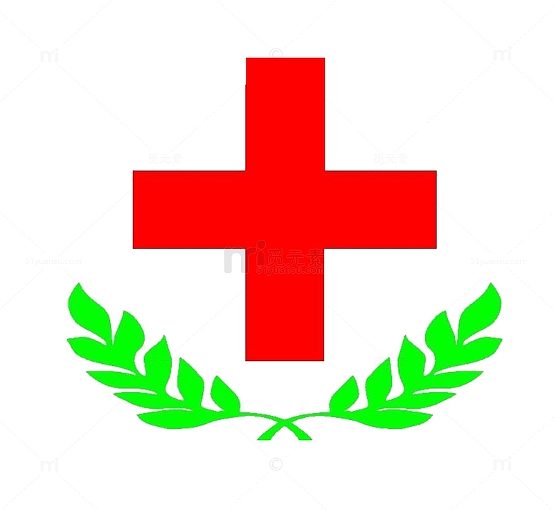 浅绿色麦穗红十字标志素材