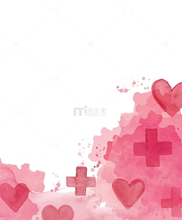 红色爱心晕染边框纹理