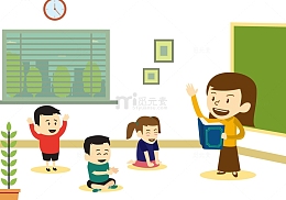 给幼儿园小朋友讲故事的老师