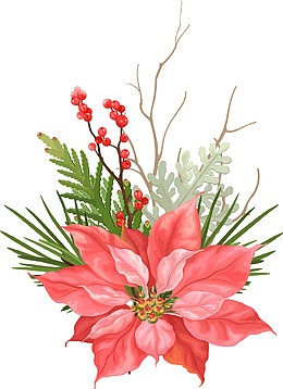 彩绘花朵叶子矢量图