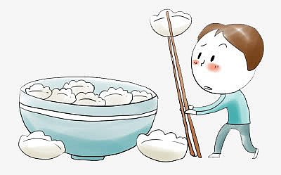 卡通小人夹饺子
