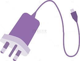 紫色手绘充电插头