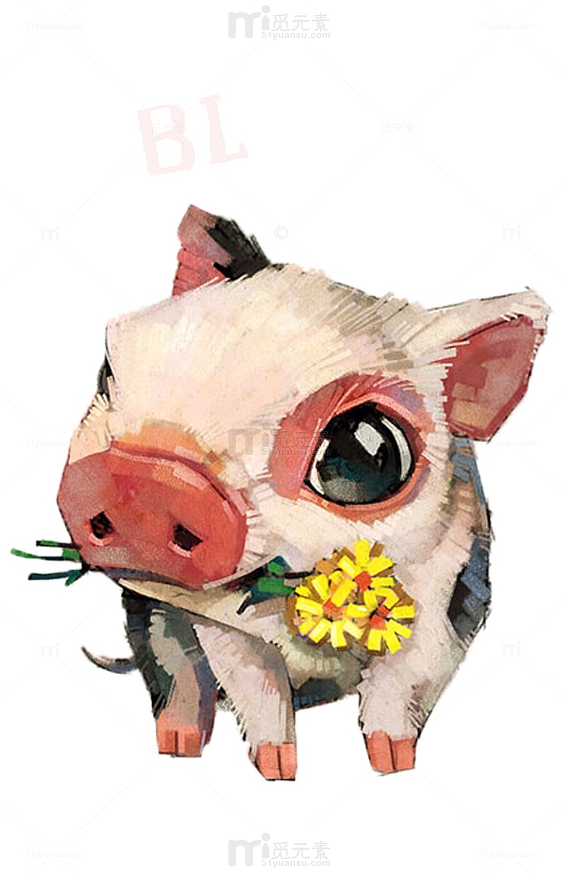 送花的猪图片素材