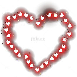 红色简约爱心灯光边框纹理