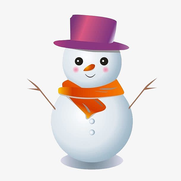 带着紫色帽子的雪人