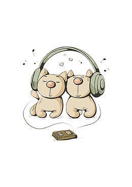 听音乐的狗狗