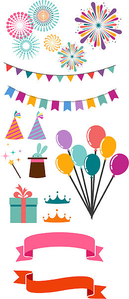 矢量扁平化生日数字设计素材