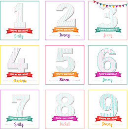 矢量扁平化生日数字设计素材