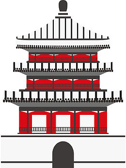 红色亭子装饰图案