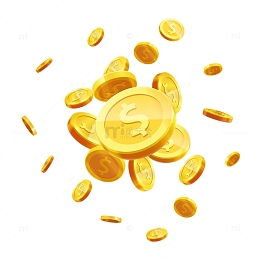 飞舞散落的金币矢量素材