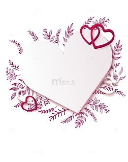 粉色浪漫爱心植物边框纹理