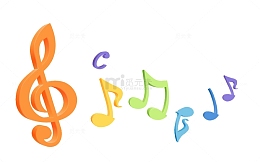 手绘艺术素材手绘音符  立体五
