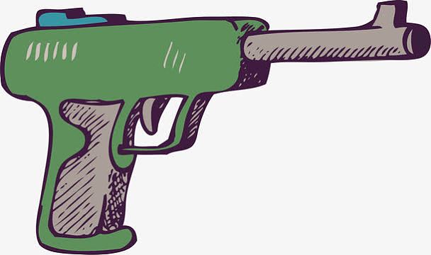 枪卡通插画元素png黄色扁平卡通玩具枪png手绘铅笔手枪png儿童玩具