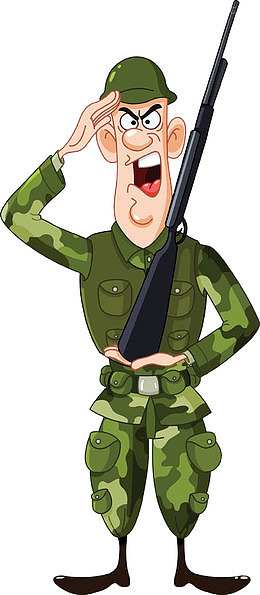 敬礼喊口号的军人