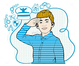 敬礼的男孩儿