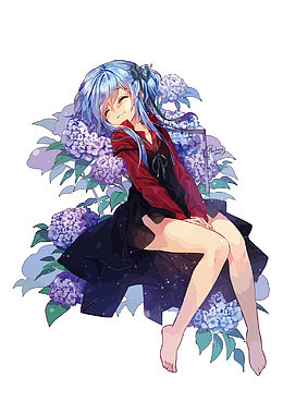 矢量绣球花女孩