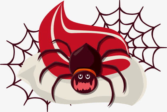 手绘褐色蜘蛛结网图案