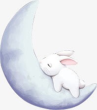 手绘创意才会趴在月亮上的玉兔