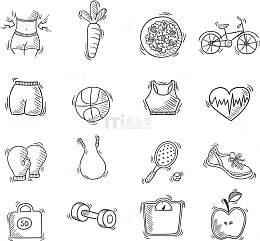 矢量手绘健身图标