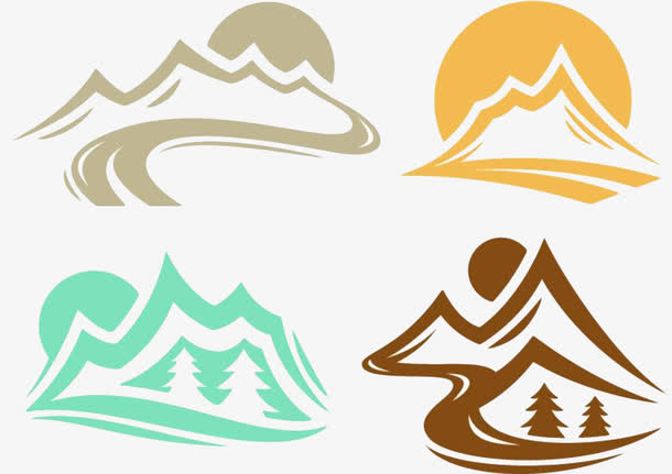 手绘简约简笔山素材免费下载_觅元素