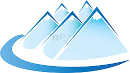 蓝色手绘扁平山
