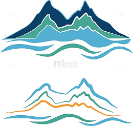 手绘线条简约山