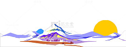 手绘彩色自然山体