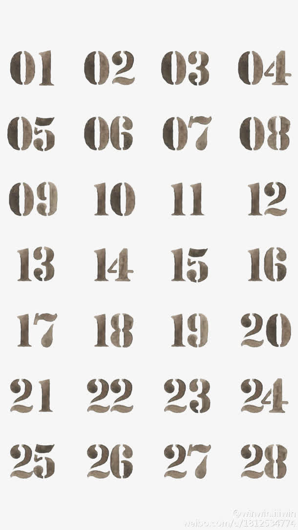 数字1-10各种字体模板图片