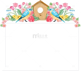 手绘花手绘小鸟信件边框