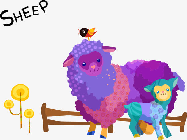 矢量彩色卡通绵羊