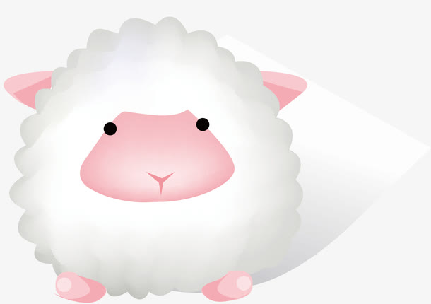 矢量手绘粉色小绵羊