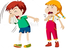 矢量手绘生病的小朋友