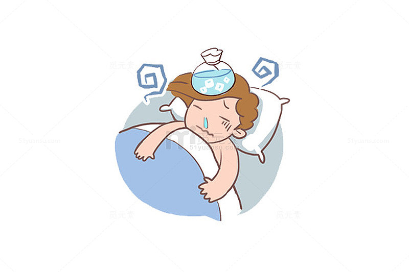 卡通人物生病冰袋