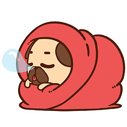 卡通生病流鼻涕泡的狗狗