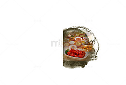 中国风水墨圆框里的美味菜肴