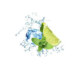 新鲜冰霜冰块青柠水果